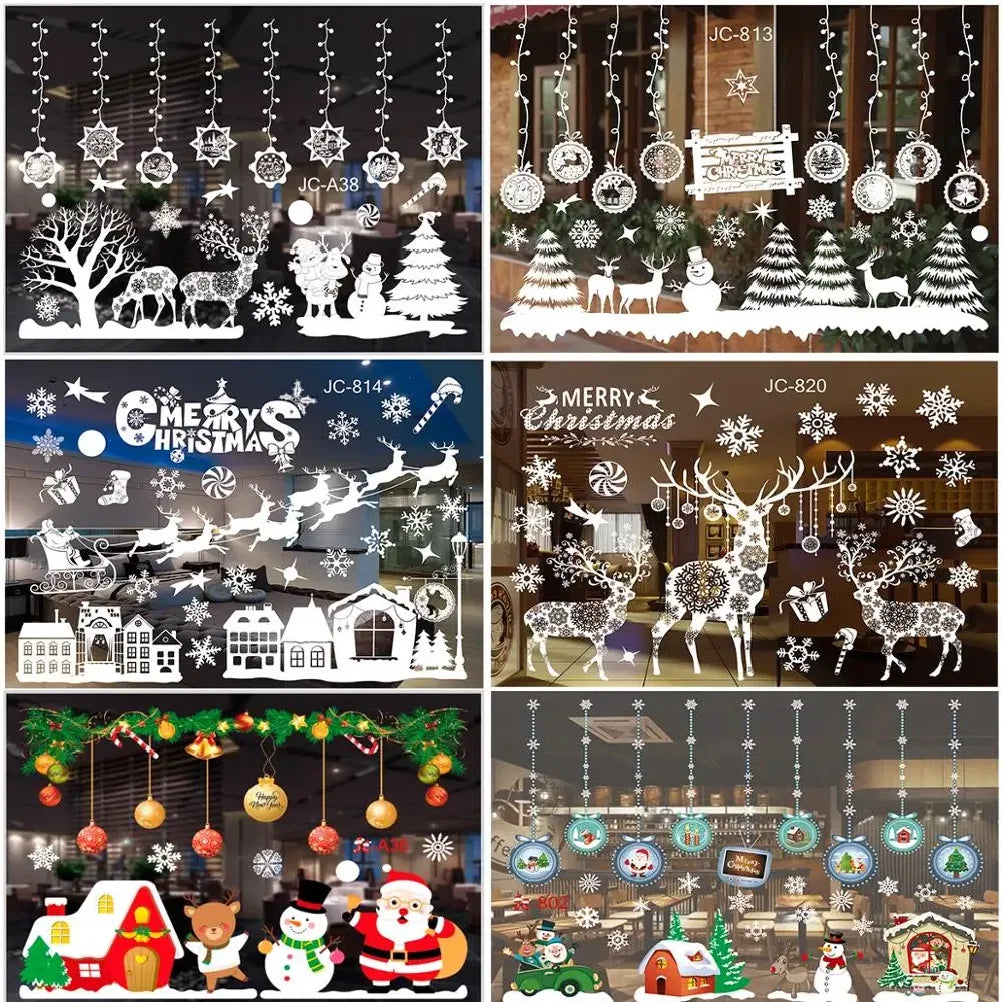 Christmas Wall Window Stickers Marry Christmas Decoration For Home 2025 Christmas Ornaments Xmas Navidad Gift New Year 2026