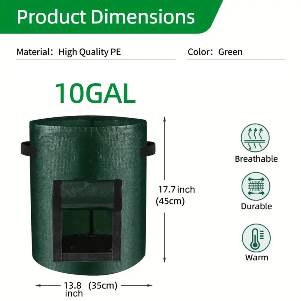 5PCs Garden Supplies Vegetable Plant Grow Bag Planting Container Bag Thicken Garden Pot  DIY Potato Grow Planter PE Cloth