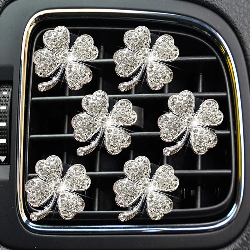 2 pcs  Car Aromatherapy Four-leaf Flashing Grass Interior Fragrance Decoration  Air Conditioner Vent Personalized Accessories