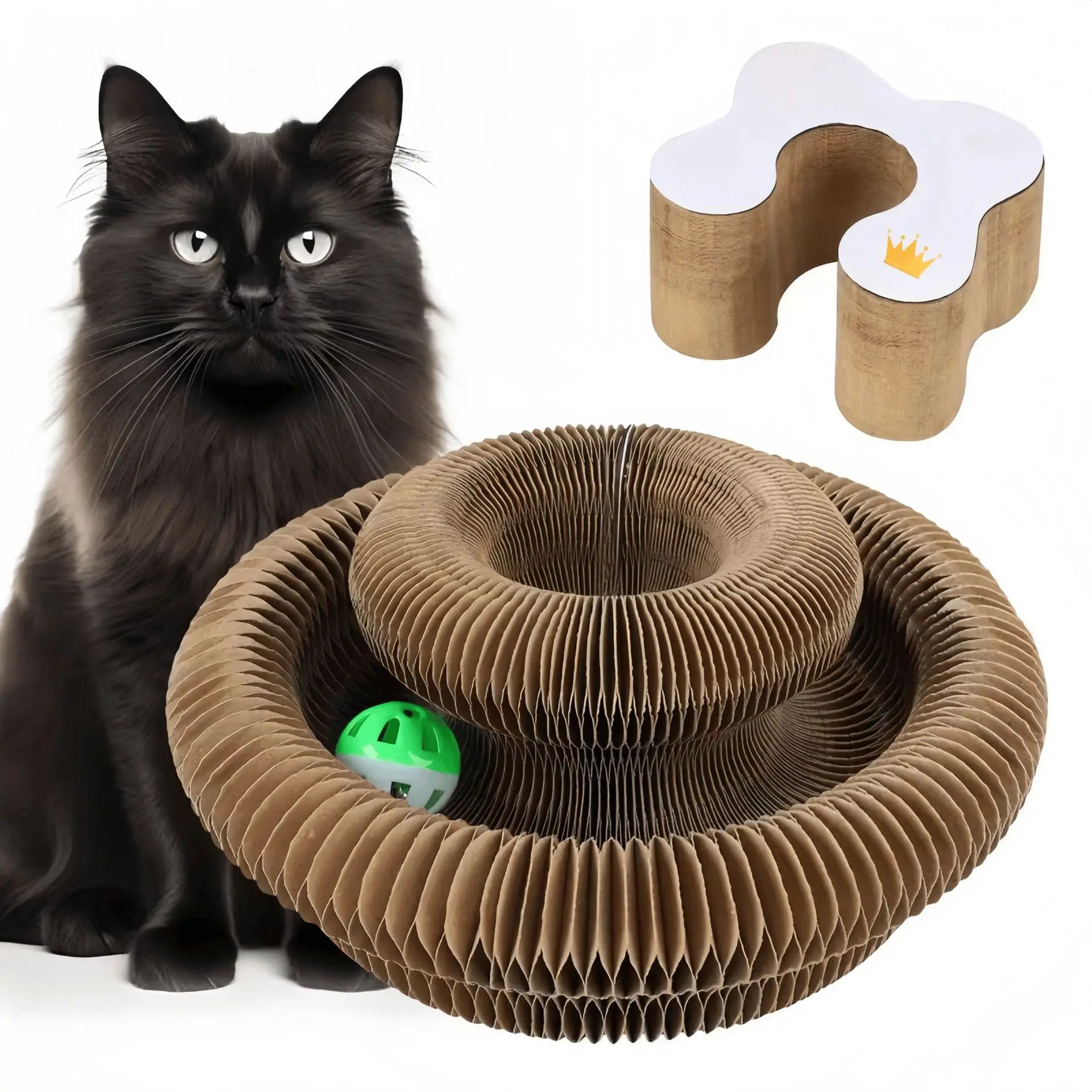 Piano cat scratching post: durable, non-abrasive, boredom-relieving, corrugated, essential for claw sharpening.