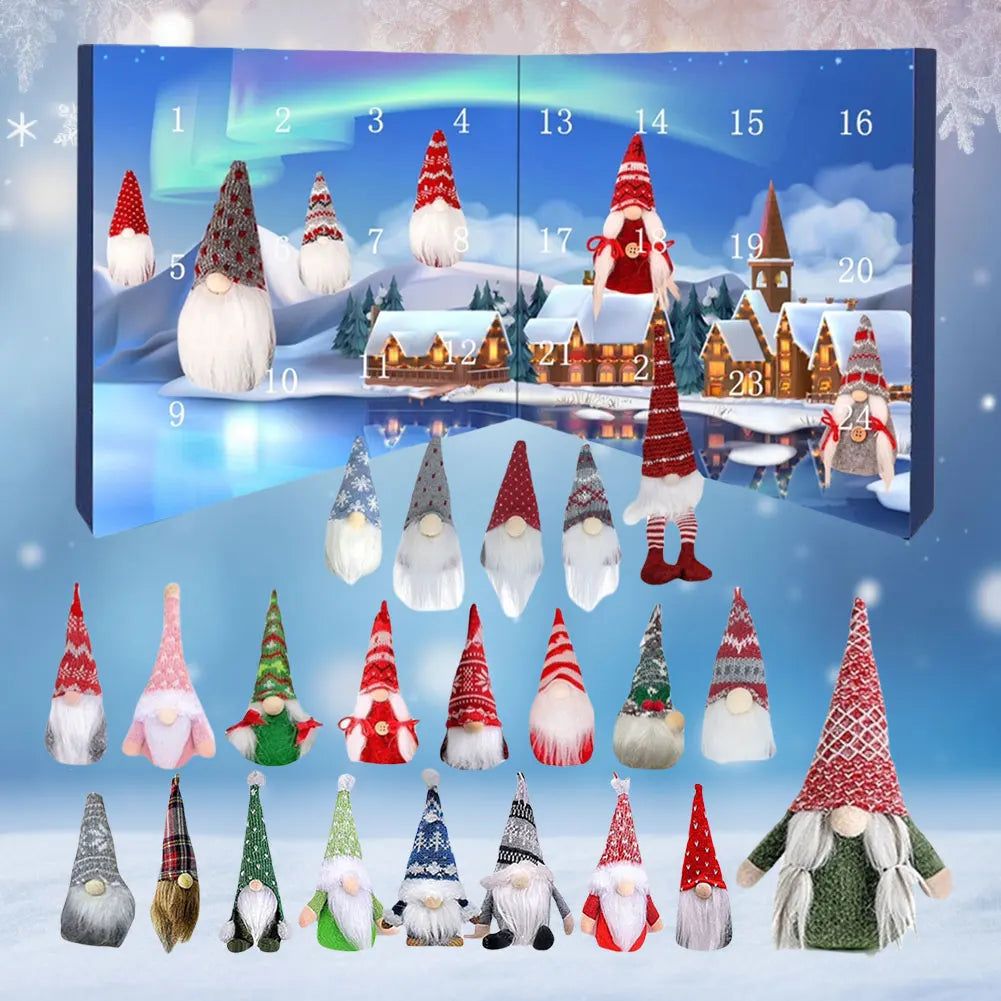 24 Days Christmas Gnome Holidays Advent Calendar Gnome Dolls Plush Toy 2024 Xmas Countdown Calendar New Year Holidays Gifts Box