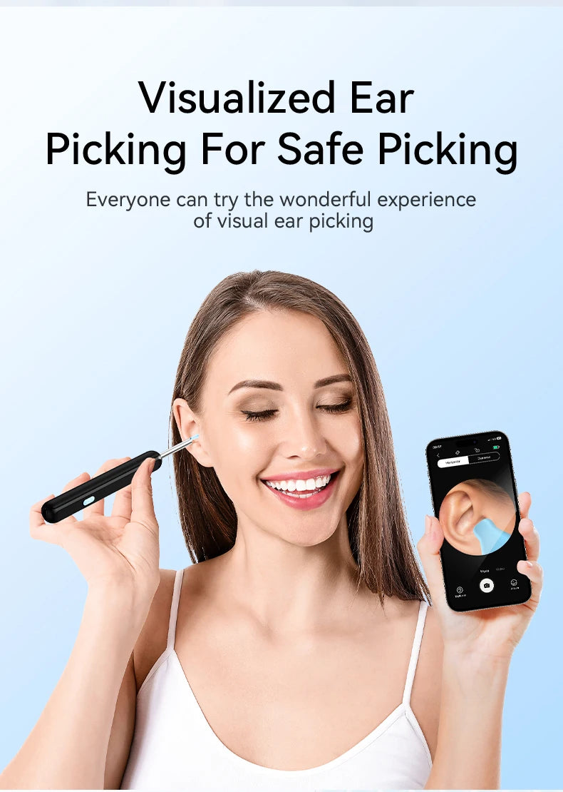 Ear Cleaner High Precision Ear Wax Removal Tool with Camera with LED Light Wireless Cleaner Smart Ear Cleaning Kit Health Care