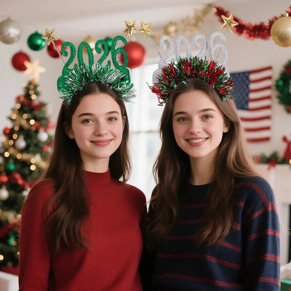 2026 Christmas Star Color Strip Headband New Year's Eve Digital Creative Party Decoration Head Buckle