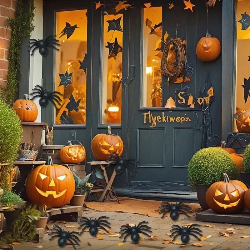 1000/50x Halloween Spider Decoration Small Black Plastic Fake Spiders Haunted House DIY Party Prop Simulation Insects Tricky Toy