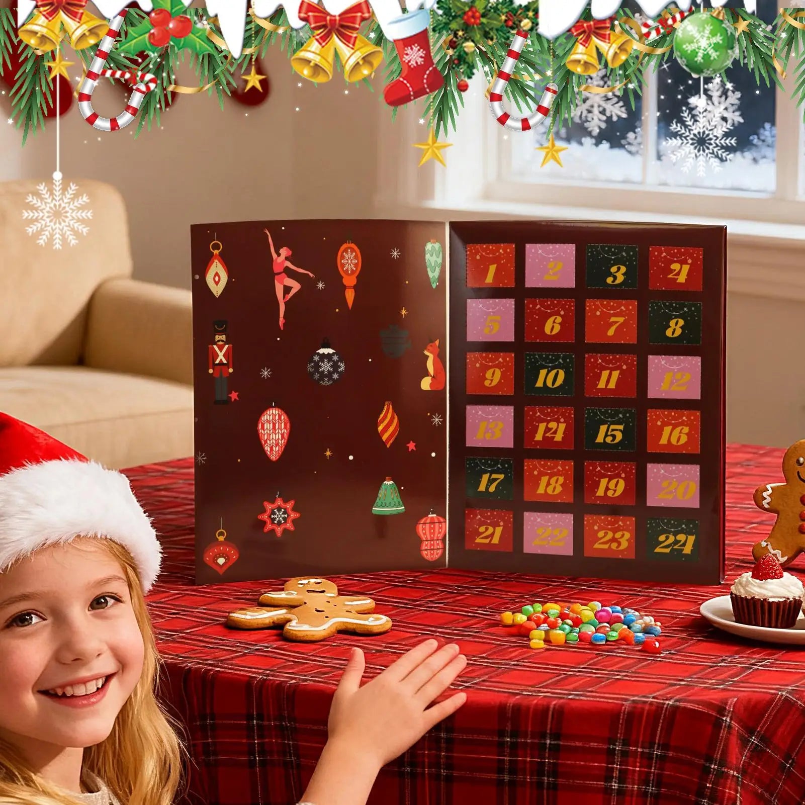 24 Days Refillable Christmas Advent Calendar with Treat Boxes, Holiday Countdown for Home Decor & Family Activities for Kids