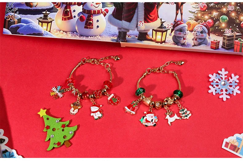 Christmas Advent Calendar 24day DIY Countdown Bracelet Surprise Blind Box Christmas Decoration Combo Bracelet Blind Box Gift Set
