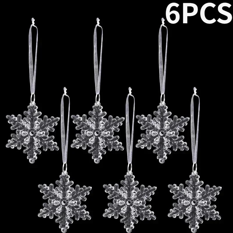 Christmas Acrylic Snowflake Clear Simulation Icicle Ornaments Xmas Tree Hanging Pendants DIY Winter New Year Party Decoration