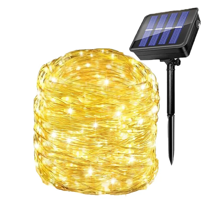 4pcs Outdoor Led Solar String Light Fairy String Christmas Tree Decor Lighting for Wedding Festival Party Garden Xmas Halloween