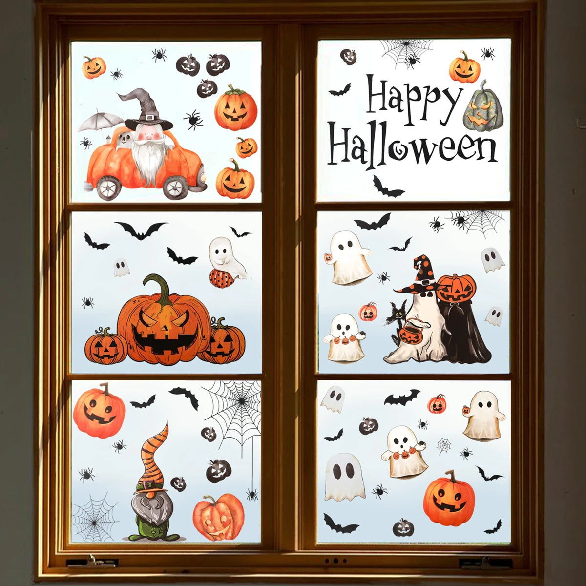 Halloween Window Sticker Halloween Theme Party Decoration Kids Favors Pumpkin Bat Window Stickers Trick or Treat Party Supplies