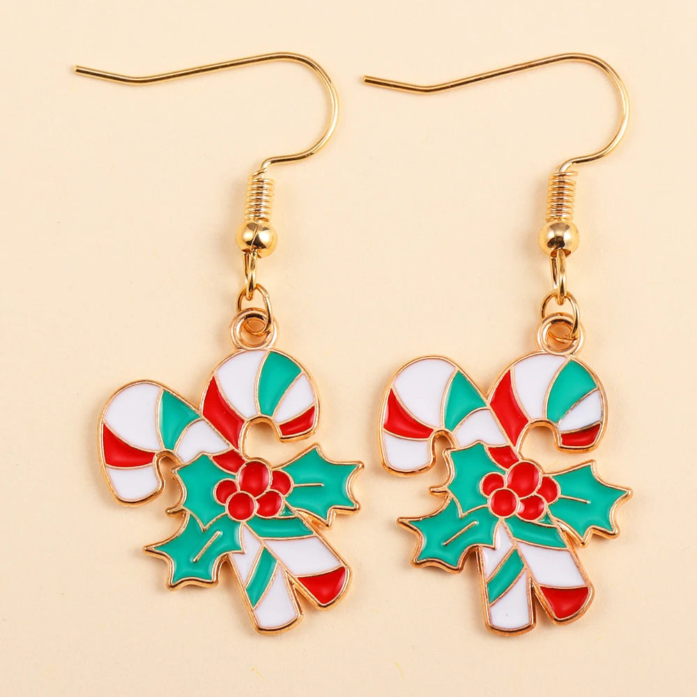 2Pairs Cute Christmas Set Earring Alloy Enamel Bell Snowflake Snowhouse Design Earrings - Perfect Holiday Jewelry Gift