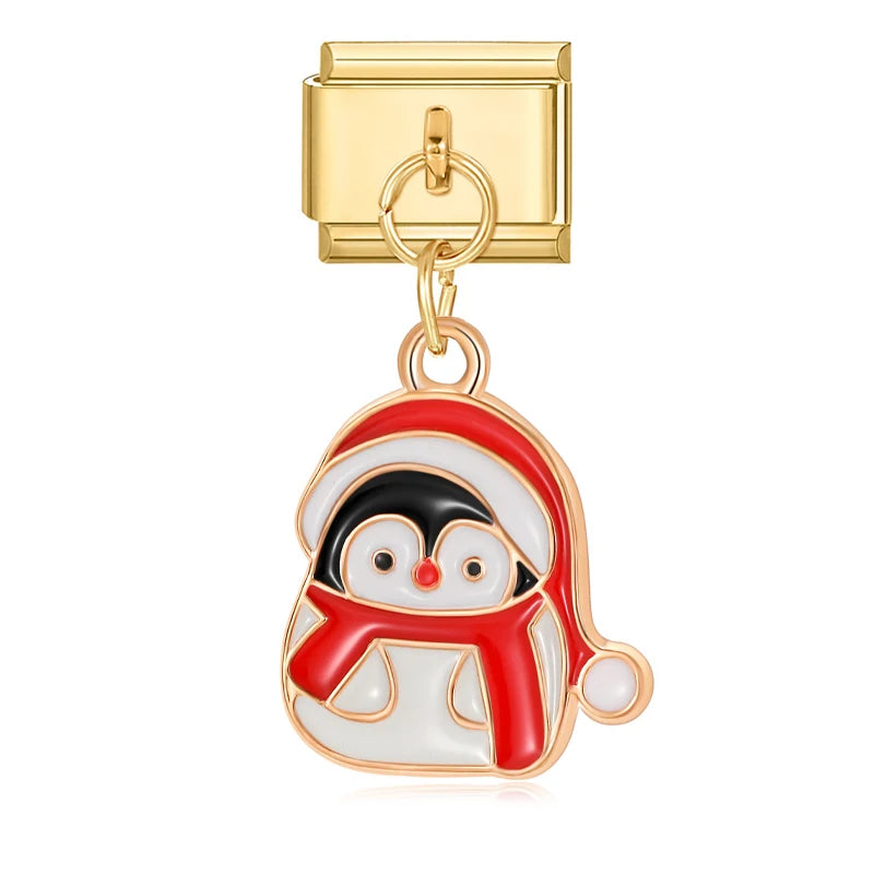 2025 New Original Christmas Tree Santa Claus Italian Charm Links Fit 9mm Bracelet Stainless Steel Jewelry Making Christmas Gift