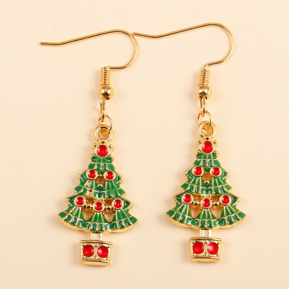 2Pairs Cute Christmas Set Earring Alloy Enamel Bell Snowflake Snowhouse Design Earrings - Perfect Holiday Jewelry Gift