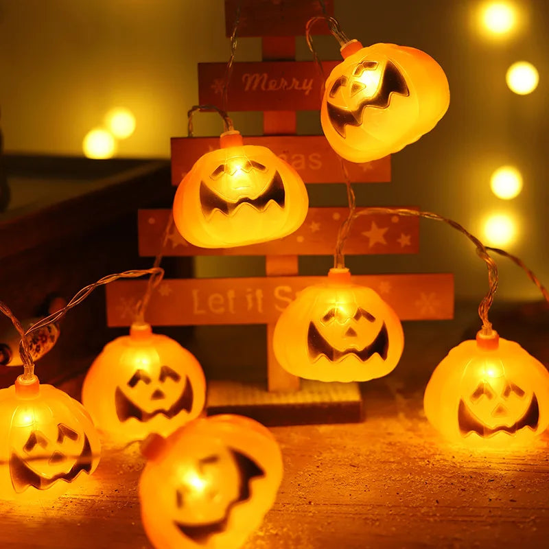Pumpkin LED Light String Halloween Decoration Easter Party Horror Halloween Lamp Props Outdoor Party Decor Colored Battery Light