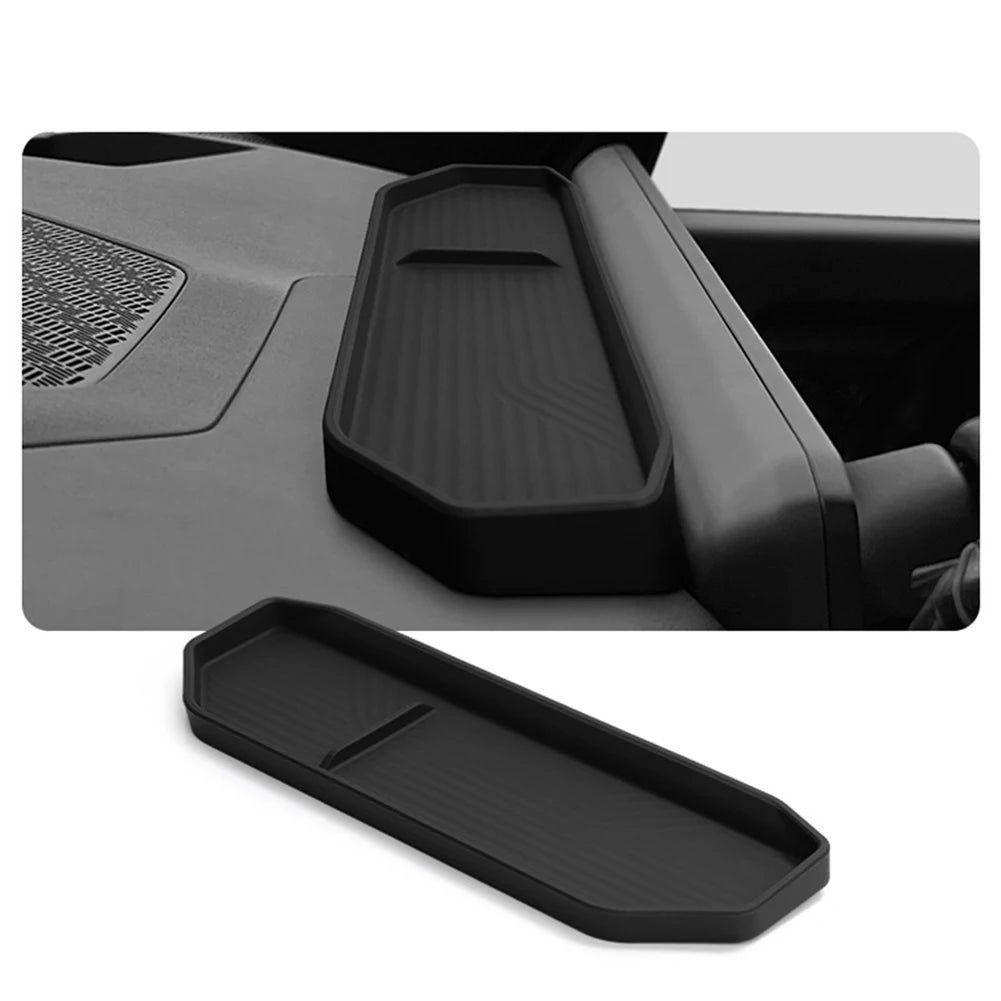 Black Silicone Car Dashboard Tray Behind Screen Tissues Stowing Tidying Storage Box Fit For Kia EV9 2024-2025