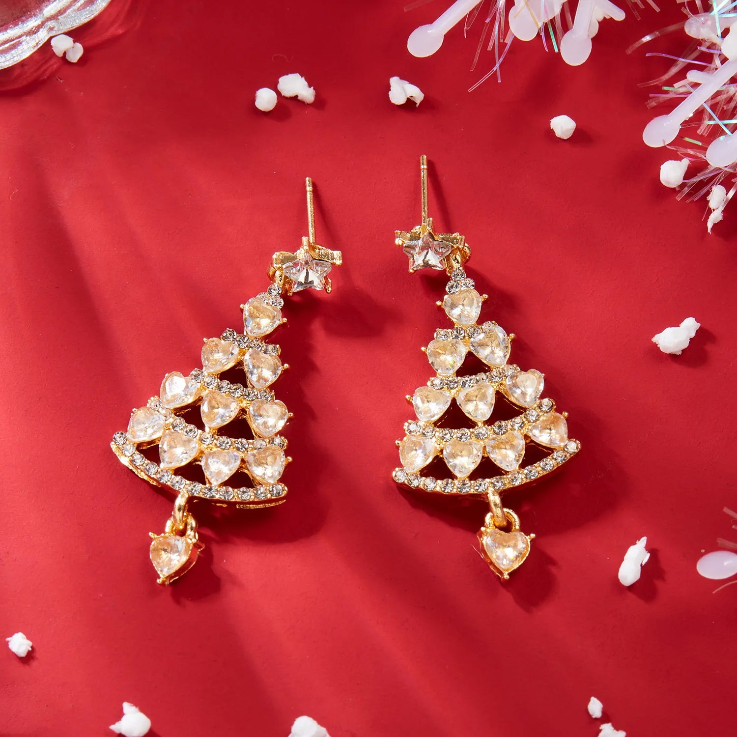 European and American style versatile Christmas tree earrings with high-end feel and micro inlaid zircon Christmas earrings