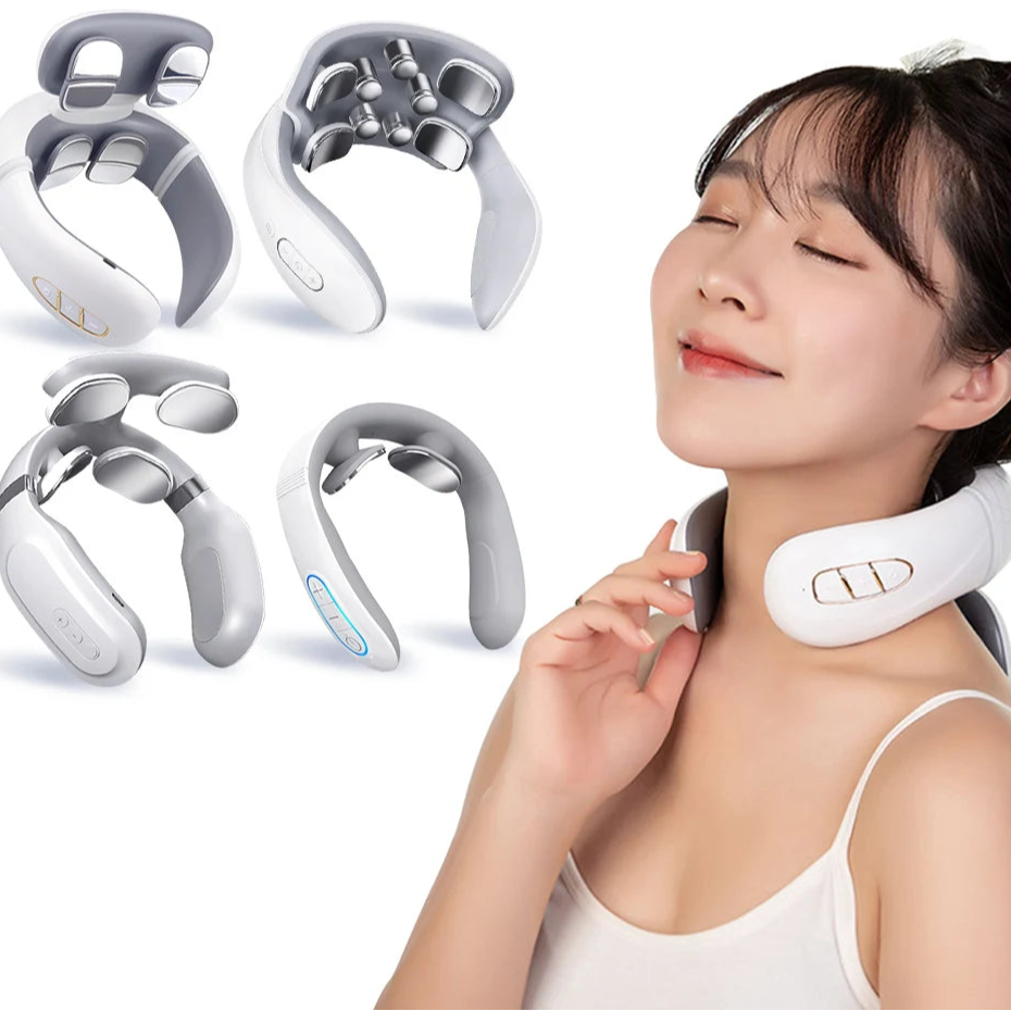 Smart Back Neck Massager with Heating TENS Pulse Cervical Muscle Massage Wireless Shoulder Relief Pain Health Care