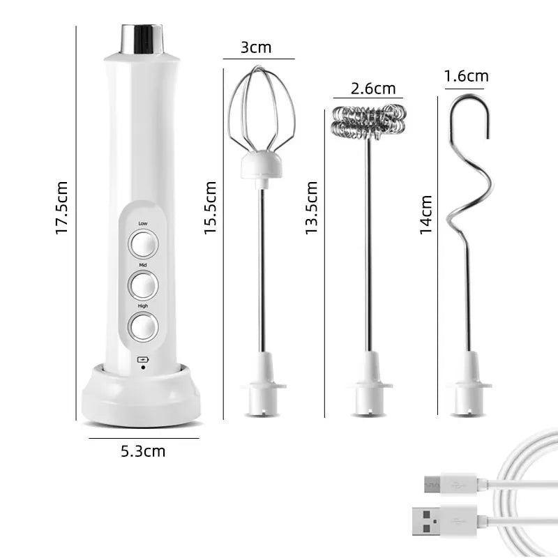 3 In 1 Portable Electric Milk Frother Foam Maker Handheld Rechargeable