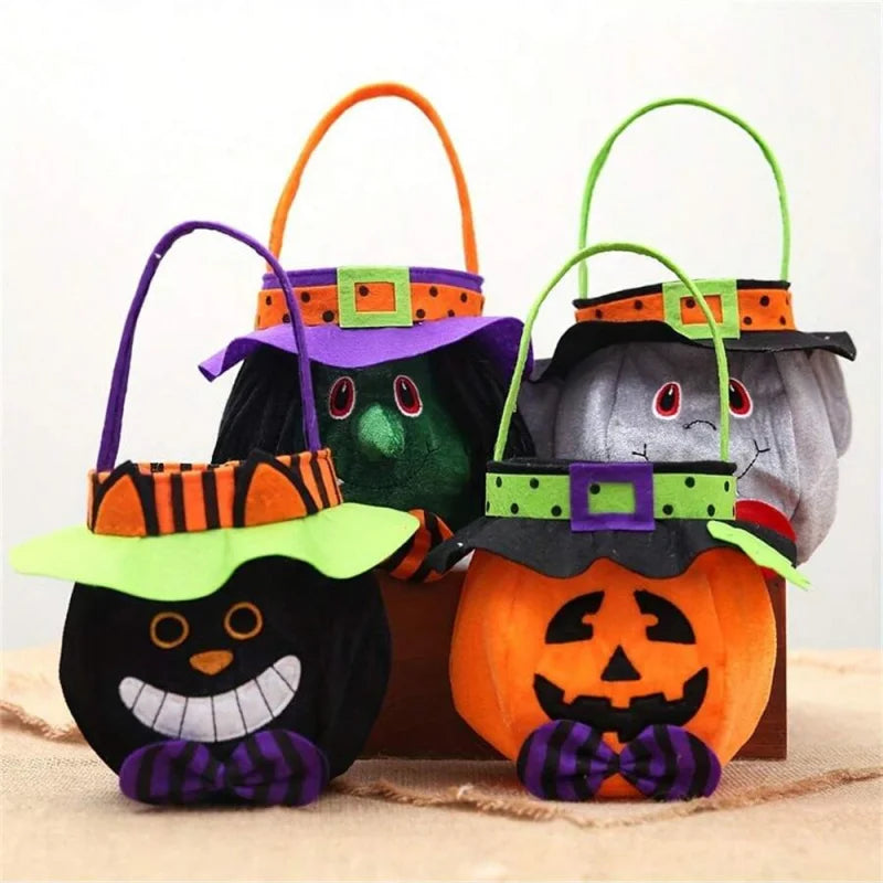 Halloween Decorations, Round Hat Bag with Handle, Kids Candy Gift Bags, Ghost Festival Props, Home Decoration, Party Supplies