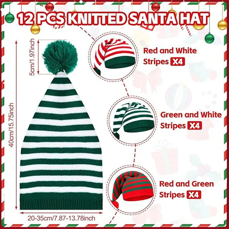 Stripe knit Christmas Hat Xmas Winter Red Hat For Woman And Man Unisex 2025 New Year Festive Party Supplies Gifts