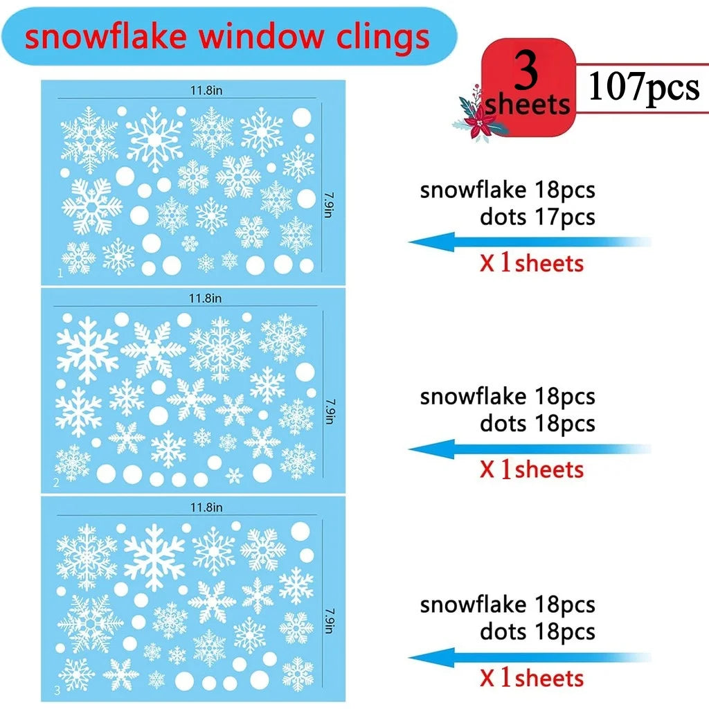 9Sheet Reusable Christmas Snowflake Window Stickers, Suitable For Smooth Surface, Self-Adhesive Snowflake Stickers New Year Deco