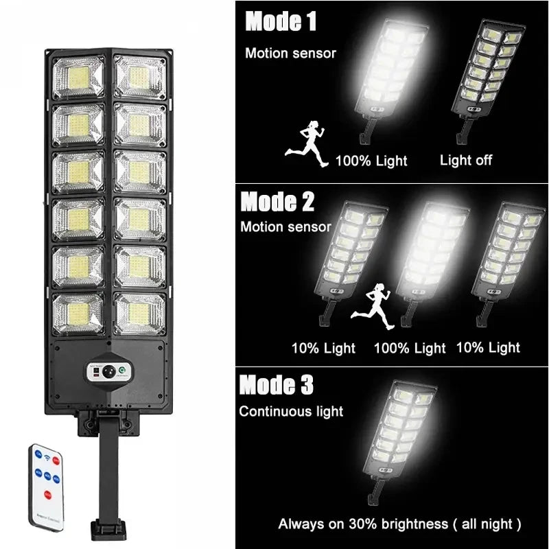 20000LM Solar Lights Outdoor External Solar Lamp with Motion Sensor Remote Control Solar Powered Spotlight Lamp Wall Street Lamp