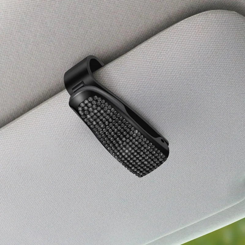 Sunglasses Clip Car Sunshades Sun Visor Rhinestone Portable Universal Myopia Glasses Bracket Card Holder Decoration Accessories