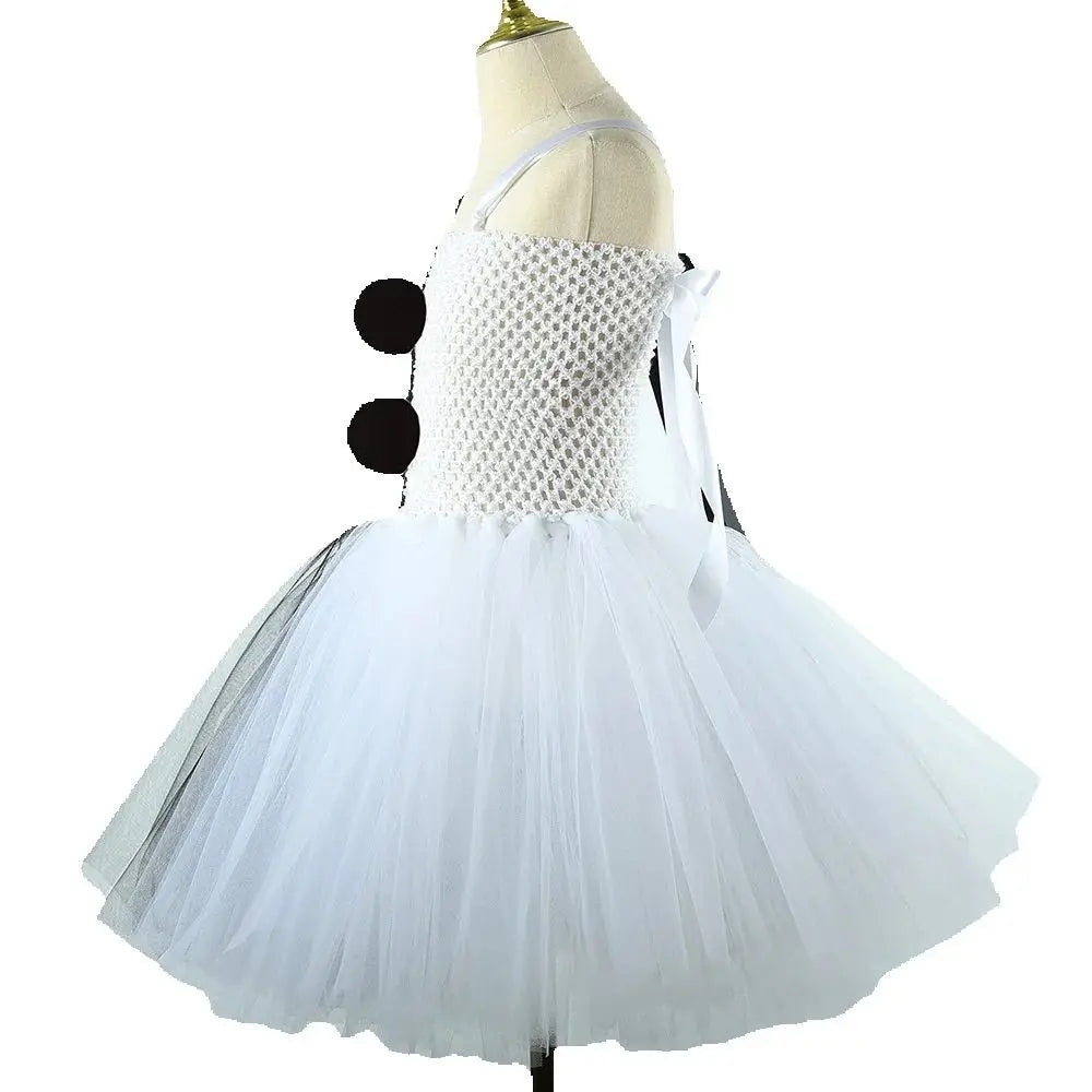 2025 Halloween Festive Party Girls Cosplay Black and White Witch Sleeveless Clown Lace Vampire Clothing Plus Accessories Set