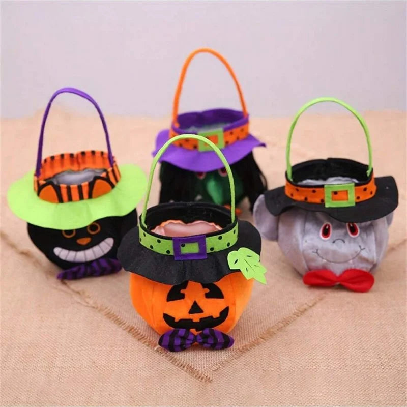 Halloween Decorations, Round Hat Bag with Handle, Kids Candy Gift Bags, Ghost Festival Props, Home Decoration, Party Supplies