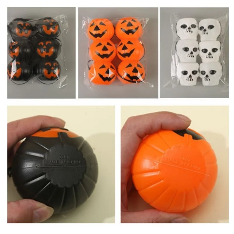 6pcs/set mini Candy Bucket Halloween Pumpkin Package Cute Kid Handle Box Plastic Cosplay Children Costume Party Faver Gift Decor
