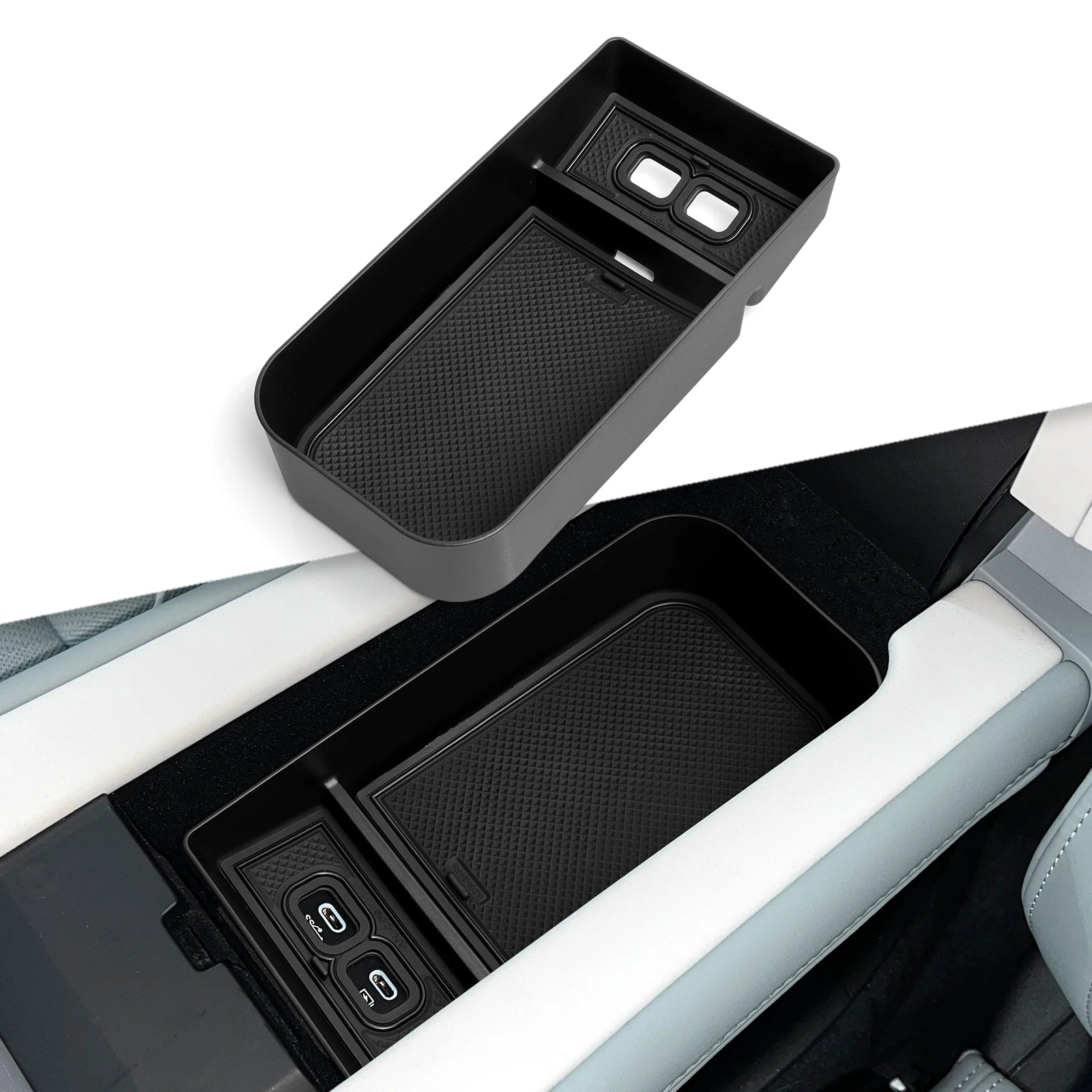 for Polestar 4 2023 2024 Car Armrest Storage Box Center Console Storage Tray Organizers Interior Accessories Tidying Black