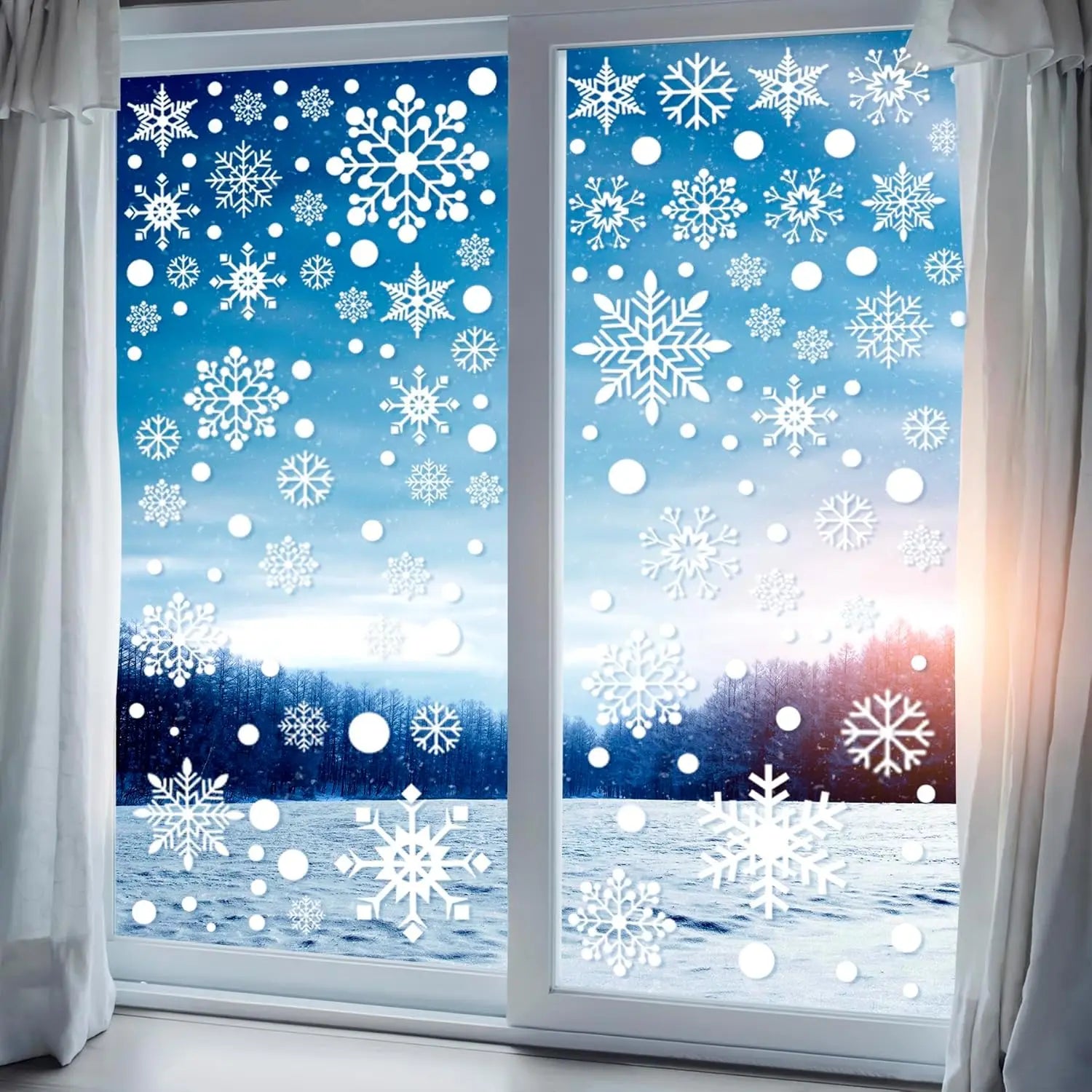 9Sheet Reusable Christmas Snowflake Window Stickers, Suitable For Smooth Surface, Self-Adhesive Snowflake Stickers New Year Deco