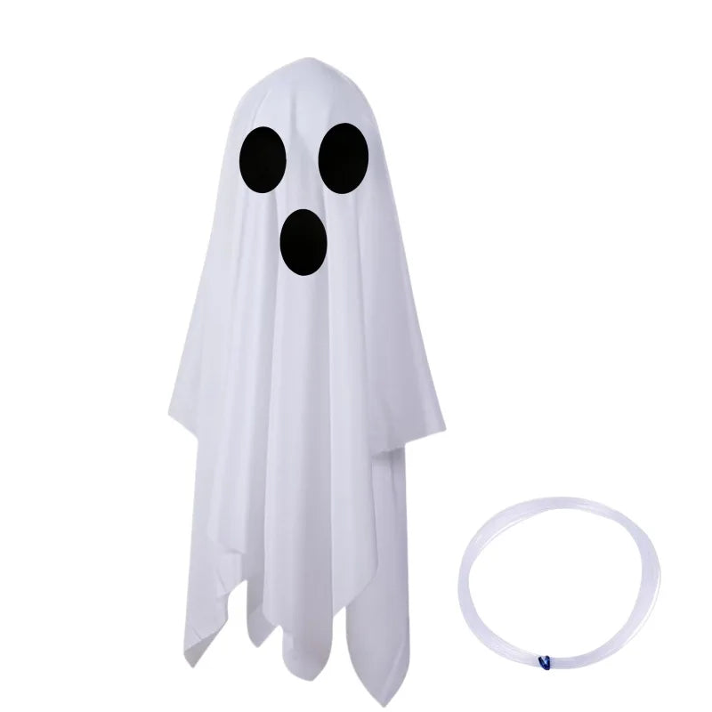 68/125CM Halloween Hanging Ghost Decor White Cloth Hanging Ghost Halloween Flying Ghost Party Decor Front Porch Yard Garden