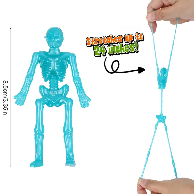 10/20/30pcs Halloween Stretchy Skeleton Trick or Treat Gift Fun Sticky Toy Kids Halloween Party Favors Goody Bag Pinata Fillers