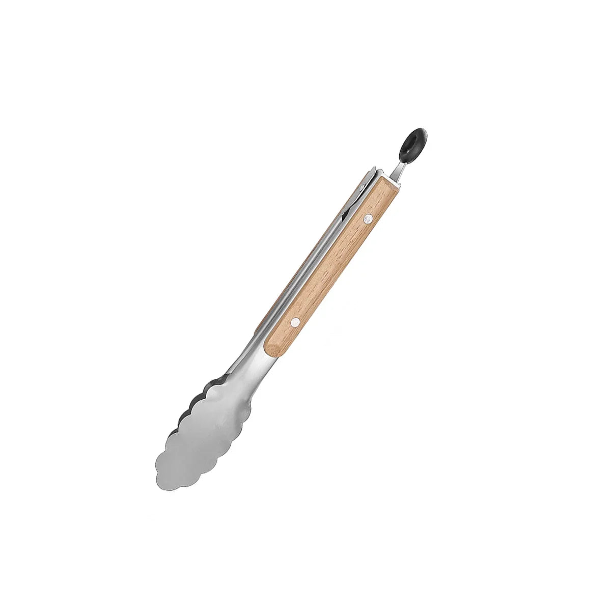 Heavy Duty Kitchen Tongs with Wooden Handle for Cooking, Grilling and BBQ, 7-16 Inch Length