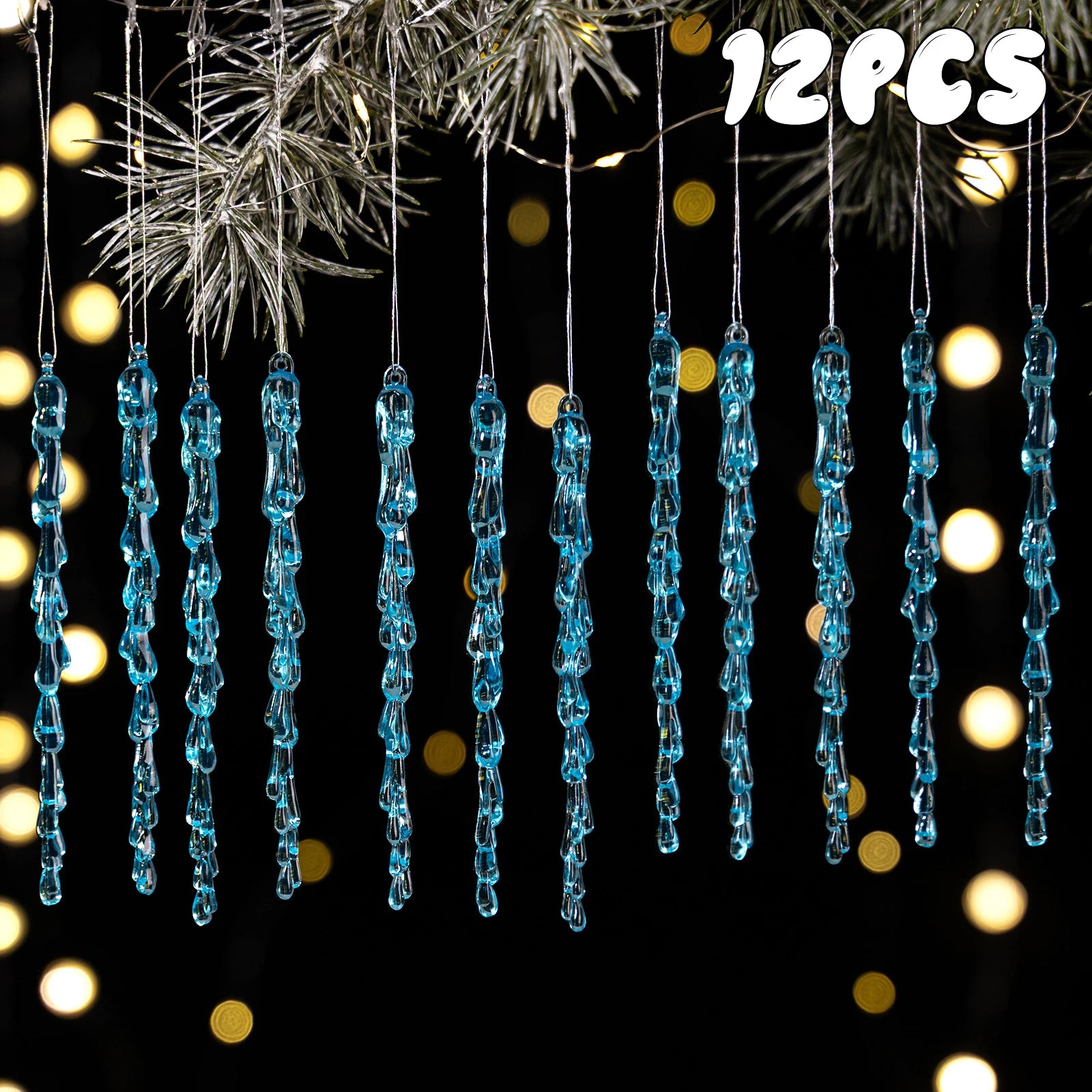 Christmas Acrylic Snowflake Clear Simulation Icicle Ornaments Xmas Tree Hanging Pendants DIY Winter New Year Party Decoration