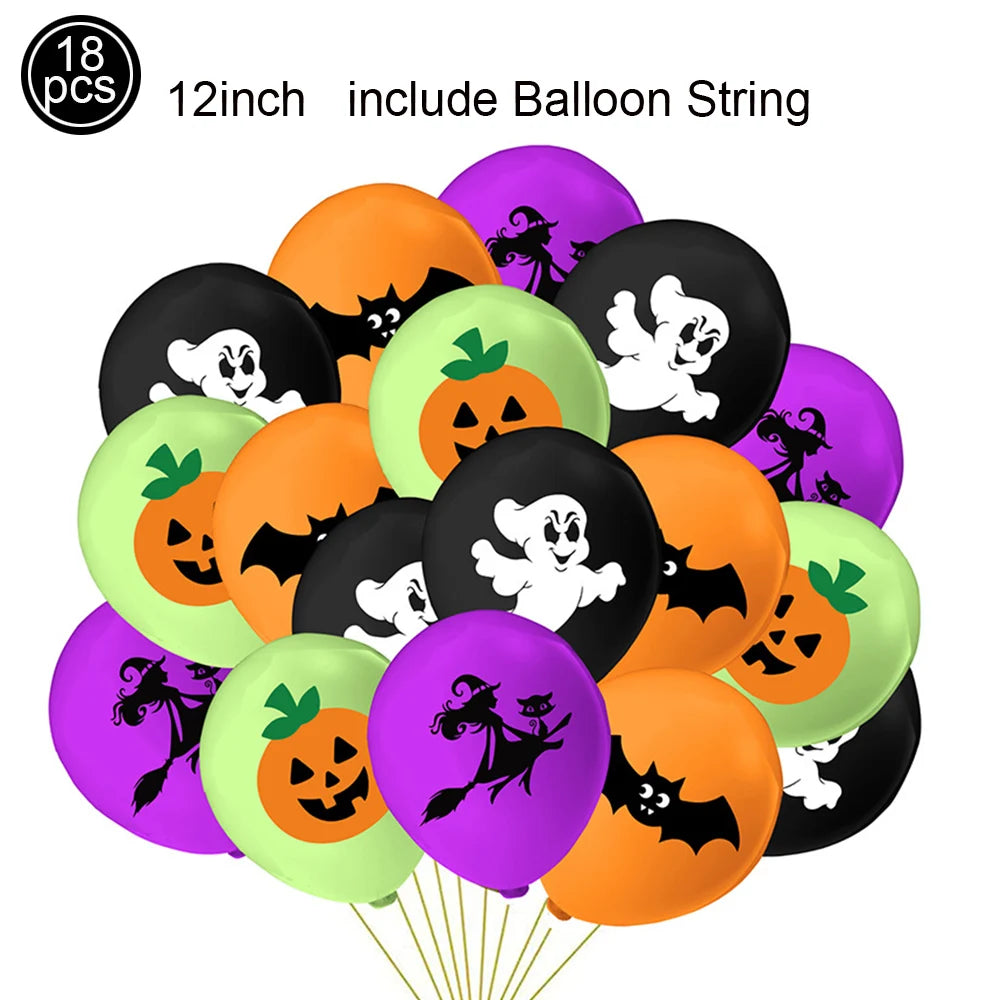 Halloween Balloons Halloween Theme Party Supplies 12 Inch Latex Balloons Pumpkin Spooky Witch Balloon Kids Birthday Party Decor