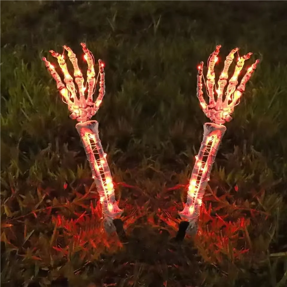 2PC Solar Powered Ghost Hand Ground Plug-in Stake Light Outdoor Waterproof LED Garden Light Horror Decoration Lamp For Halloween