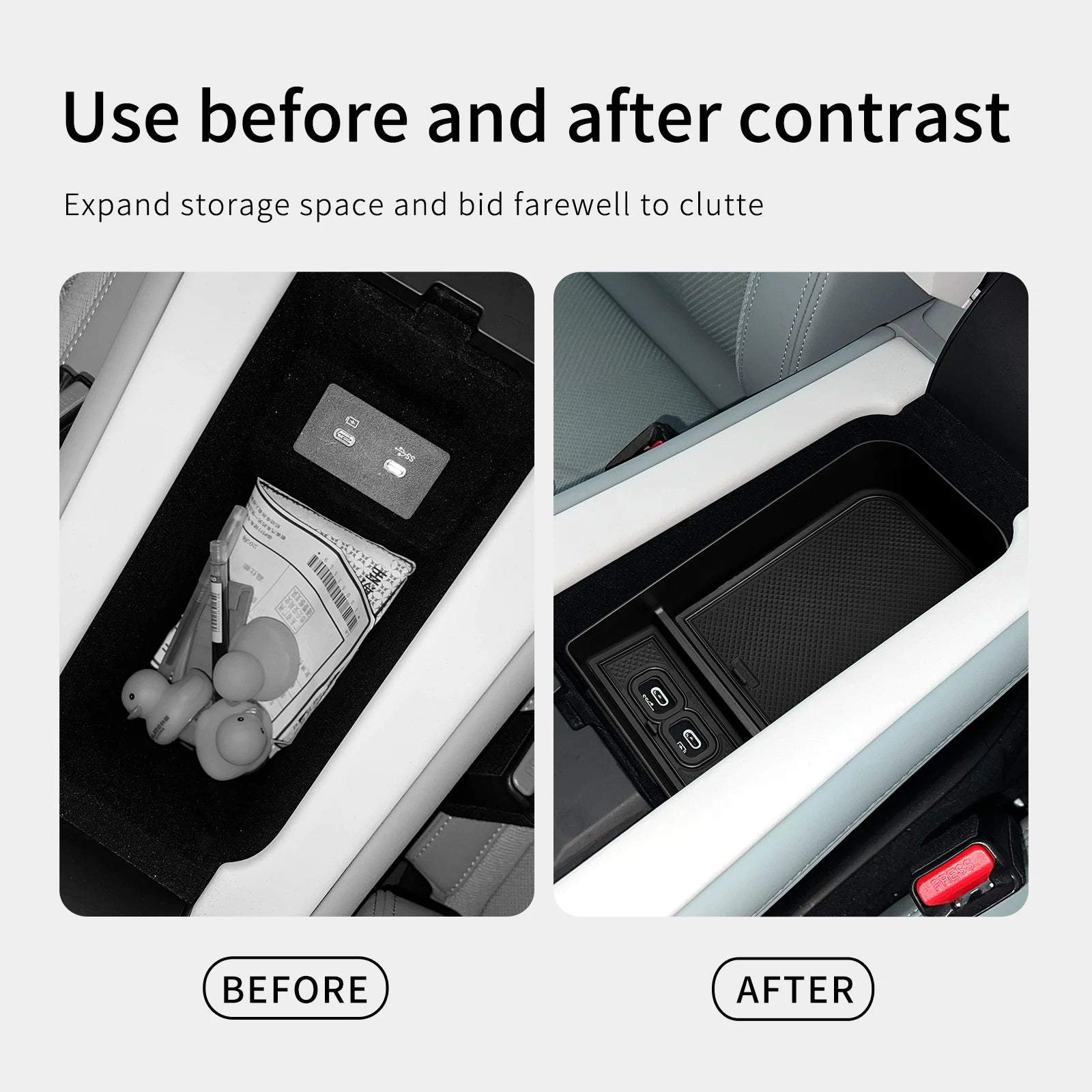 for Polestar 4 2023 2024 Car Armrest Storage Box Center Console Storage Tray Organizers Interior Accessories Tidying Black