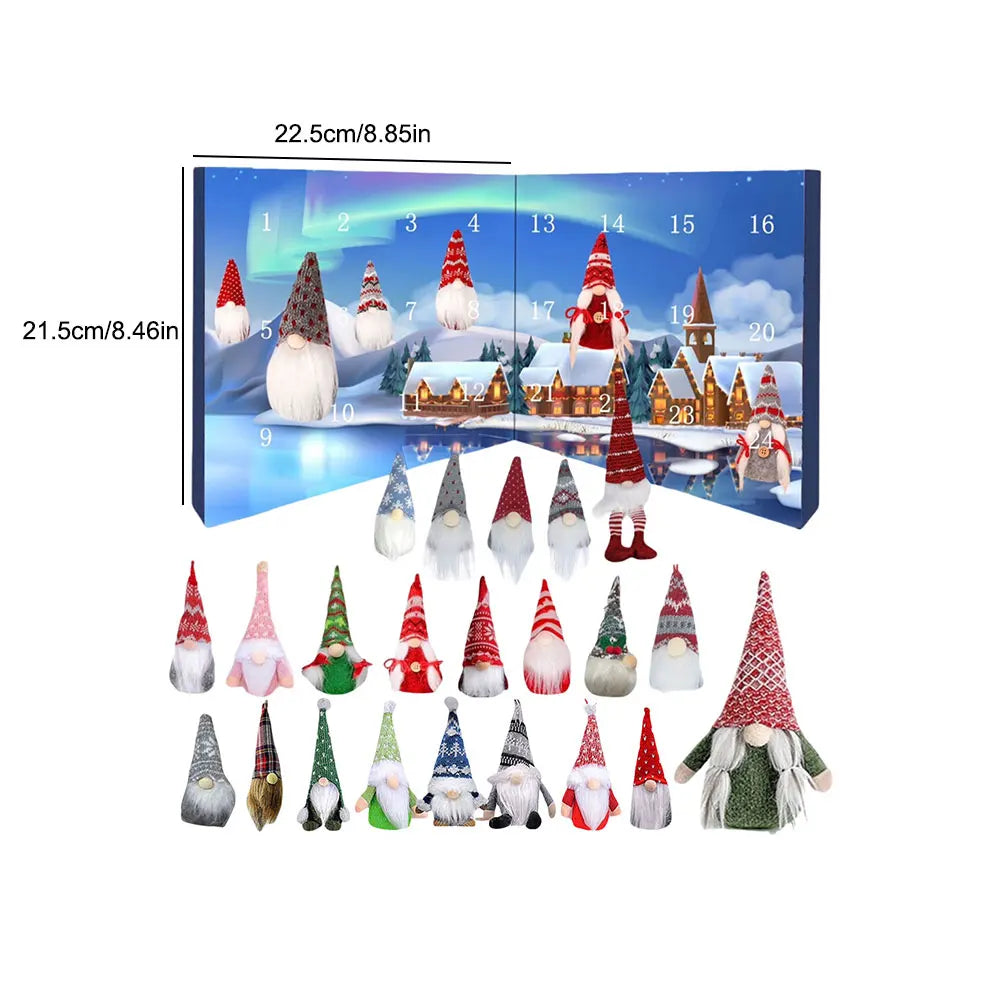 24 Days Christmas Gnome Holidays Advent Calendar Gnome Dolls Plush Toy 2024 Xmas Countdown Calendar New Year Holidays Gifts Box