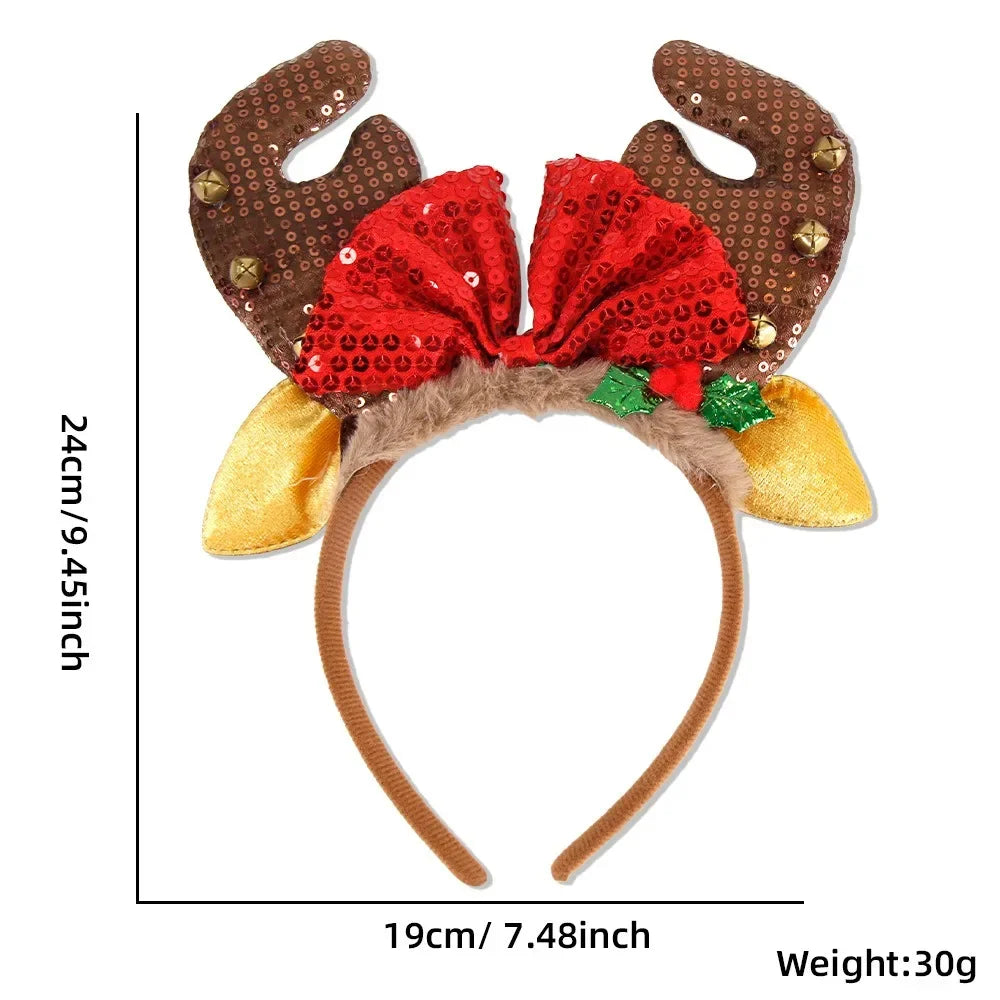 Cartoon Christmas Headband Santa Hat Head Band Elk Antler Xmas Tree Headband Merry Christmas Party Hat Happy New Year 2026 Decor