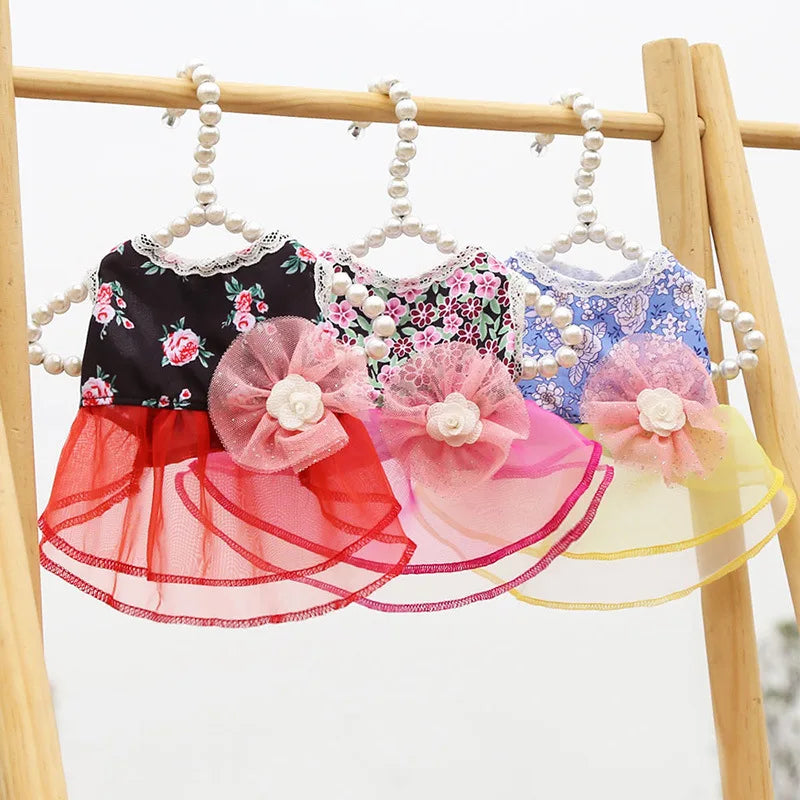 Puppy Summer Clothes Dog Fancy Dress for Small Breeds Dogs Pet Short Skirt Pomeranian One Piece Ropa Perro Costume Roupa Vestido