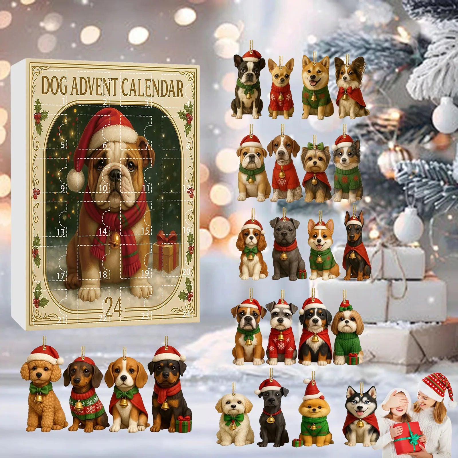 2025 Dachshunds 24 Days Christmas Countdown Calendar Dachshunds Figure Ornaments Xmas Advent Calendar Xmas Gifts for Dog Lover