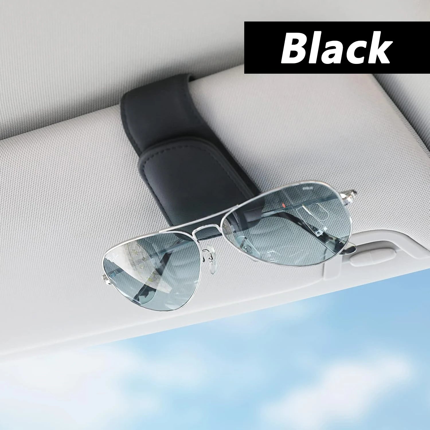 Sunglasses Holder Is Suitable for Car Sun shades Magnetic Leather Sunglasses Clip and Ticket Clip Car Sunshade Accessories