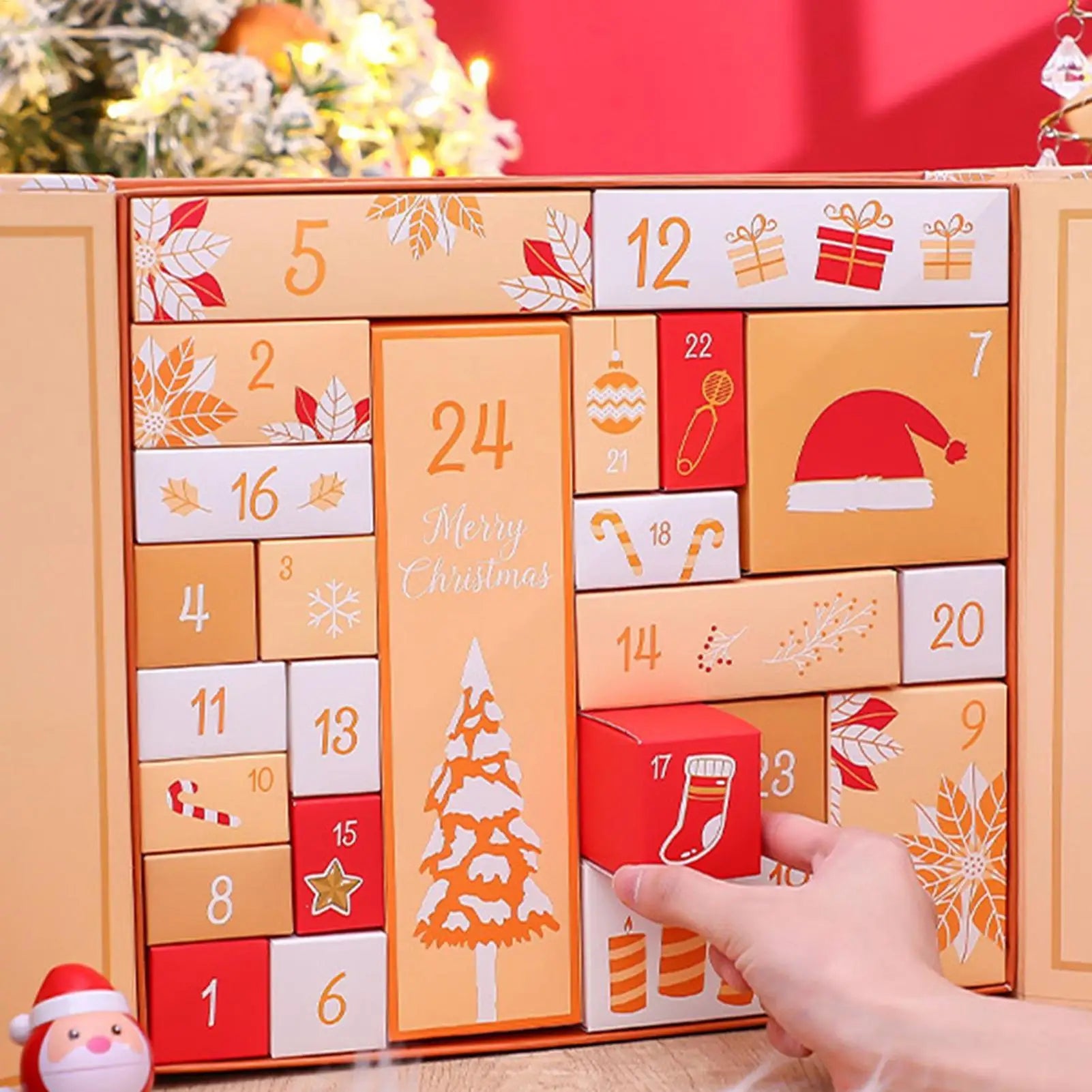 2025 Empty Advent Calendar Box 24 Days DIY Christmas Countdown Calendar Box Fillable Holiday Case for Candy Jewelry Small Gifts