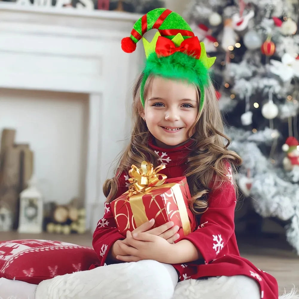 Cartoon Christmas Headband Santa Hat Head Band Elk Antler Xmas Tree Headband Merry Christmas Party Hat Happy New Year 2026 Decor
