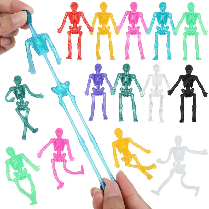 10/20/30pcs Halloween Stretchy Skeleton Trick or Treat Gift Fun Sticky Toy Kids Halloween Party Favors Goody Bag Pinata Fillers