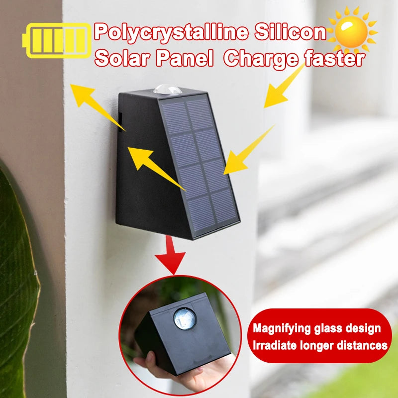 NEW Upgrade LED Outdoor Wall Solar Lights Waterproof Garden Wall Decoration Lighting For Villa Patio Stair Corridor