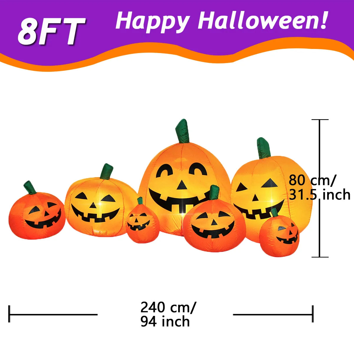 1pc Halloween Inflatables Outdoor Decorations Inflatable Yard Decoration with Build-in LEDs Blow Up Pumpkin for Halloween Party