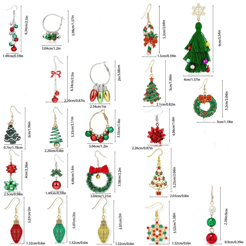 Fashion Christmas Tree Drop Earrings Small Bell Snowflake Earings for Women Cute Bowknot Dangle Earring New Year Gift Brincos