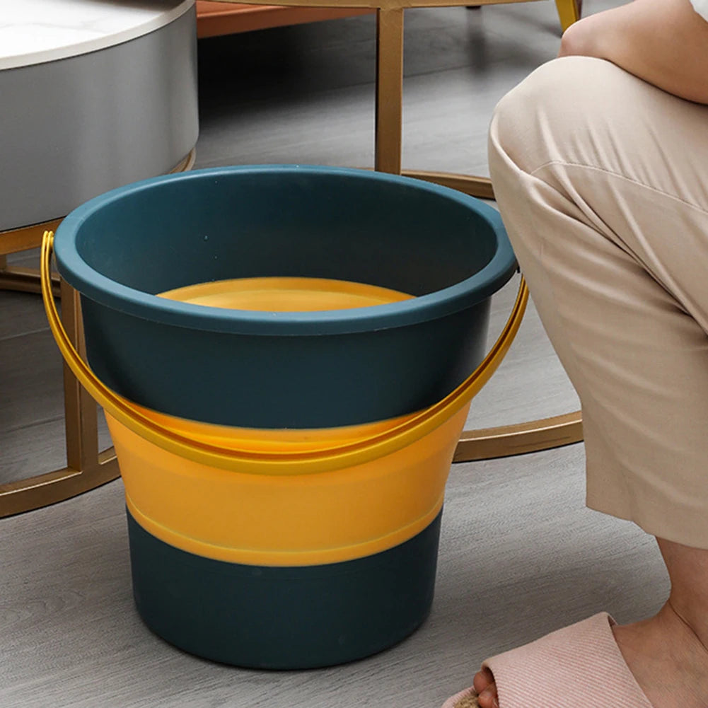 5/10/17L Folding Portable Bucket with Cover Car Wash Fishing Bathroom Tool Silicone Bucket Outdoor Camping Household Supplies